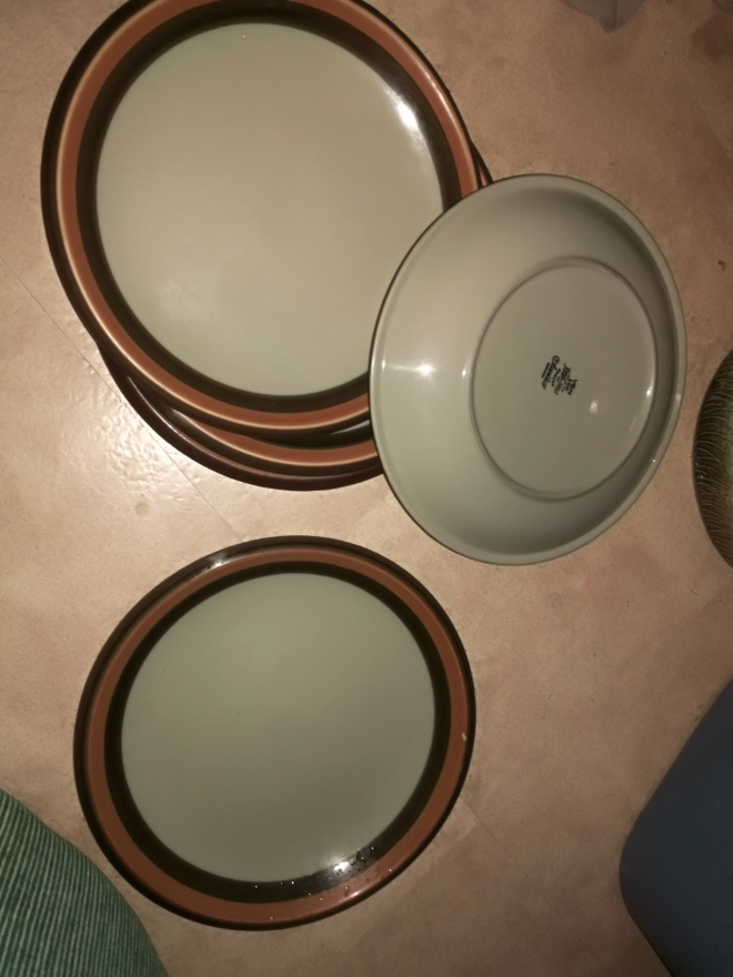Rörstrand- Annika-matalat lautaset 4 kpl reunat d=25 cm