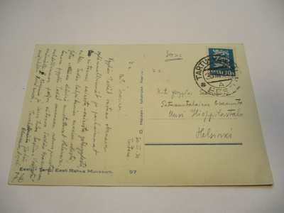 1930 Tartu kortti Suomeen