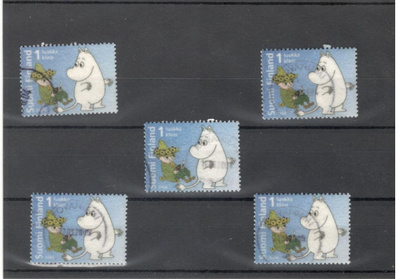 Muumipeikko 5 kpl v.2004 (LaPe 1706) ns. nukka/samettimuumi