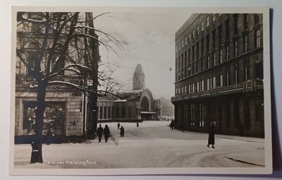 Helsinki, näkymä Rautatieasemalle, talvikuva, p. 1928
