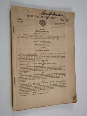 Svensk författningssamling N:o 740/1942