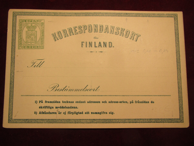 Ehiökortti 8 pen vihreä. 1871.-stationery post card