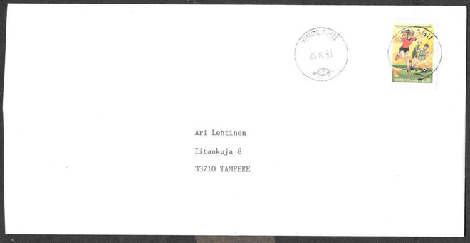 Postilähetys - Koululiik. 50v (LAPE 1223) Virolahti 25.10.93
