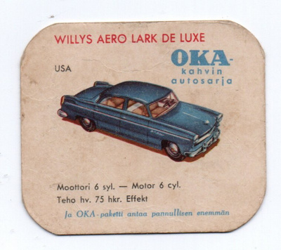 Kahvilappu OKA- Autosarja WILLYS AERO LARK DE LUXE