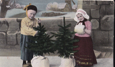 Lapset kuusia myymässä , wanhakortti b606
