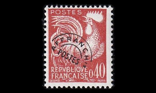 Ranska 1304 ** Ennakkomitätöinti kukko 0.40 Fr (1960)