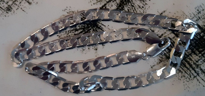 Hopeinen, hopeoitu, 67 x 1 cm panssariketju
