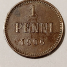 *Suomi *  1 penni  *1906*Nikolai II   Copper/Kupari *1+ - pikkukuva 1