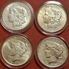 4 x USA 1 Dollar: 2 x Morgan 1921 + Peace 1922, 1925 - pikkukuva 1