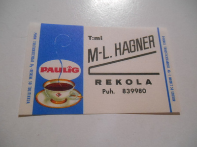 TT Etiketti Paulig T:mi M-L. Hagner Rekola
