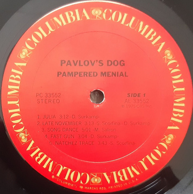 Pavlov's Dog: Pampered Menial, 1975 US LP VG