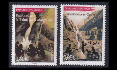 Andorra Fr 667-8 ** Esihistorialliset kohteita (2007)