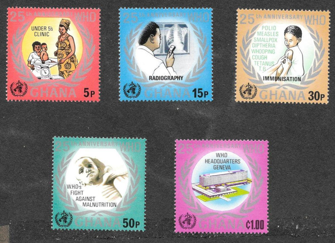 Ghana - 25v WHO 1973 (Mic. 500-504) ** sarja