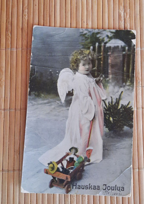 Wanha v.1916Saksassa valmistettu joulukortti? Kulkenut Rauma