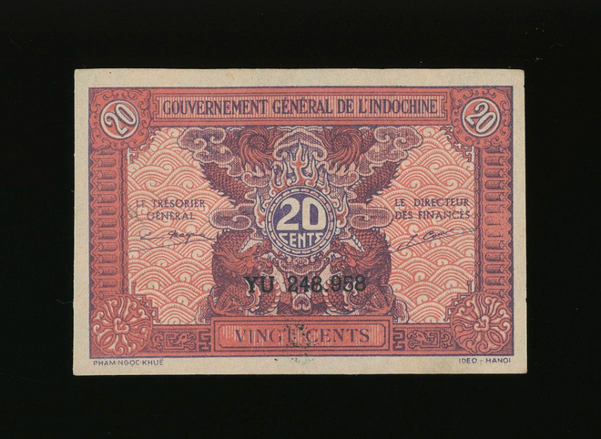 Ranskan Indokiina 20 Cents 1942 P90 XF