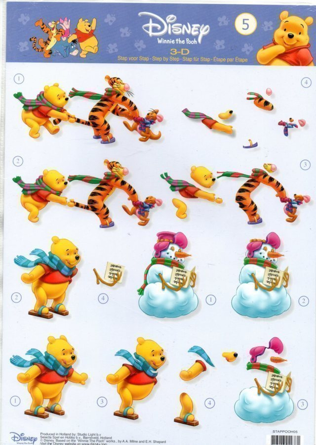 3D "NALLE PUH, TIKRU LUISTELEE YM....." / Disney 5