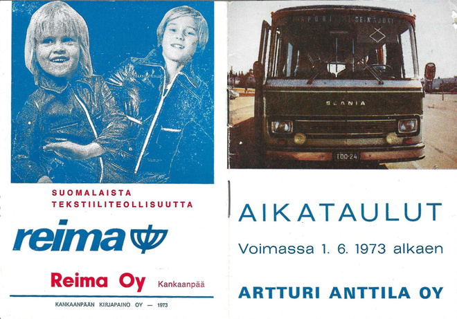 ARTTURI ANTTILA OY LINJA-AUTO AIKATAULUT 1.6.73 ALKAEN PORIN