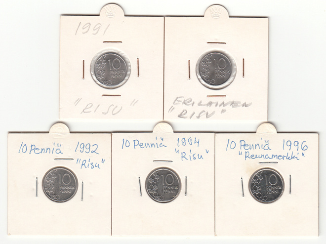 10 p 1991-1996 virheellisiä, 5 kpl erä