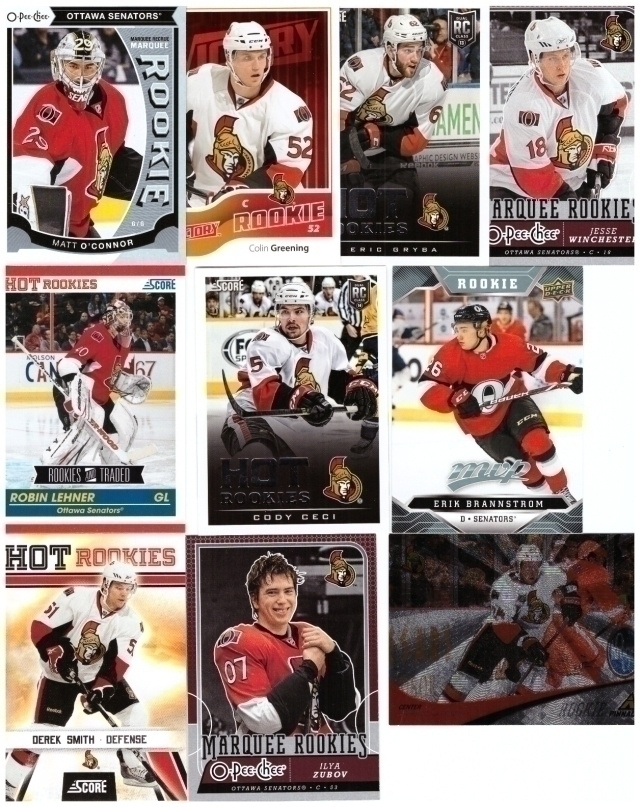 10 x OTTAWA SENATORS Rookie Kortteja