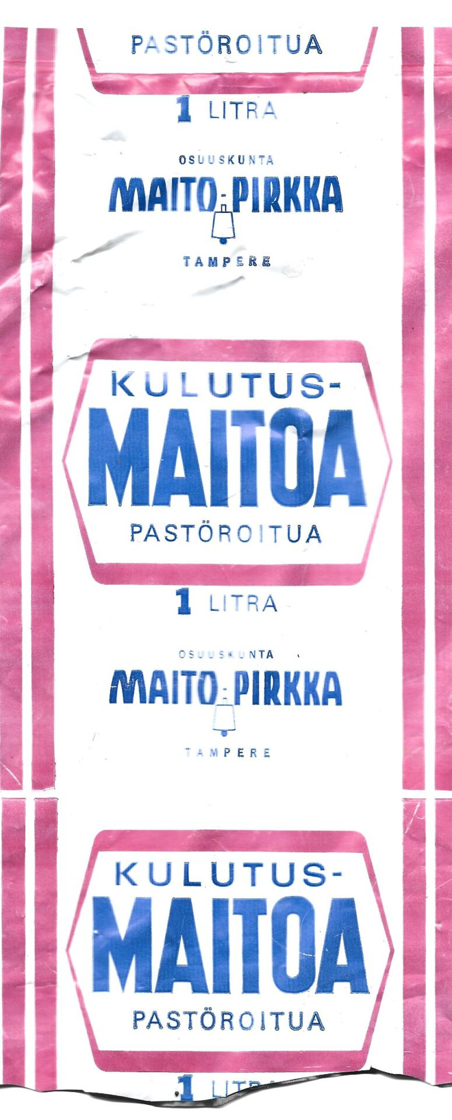 Vanhoja Maito-Pirkan maitopusseja
