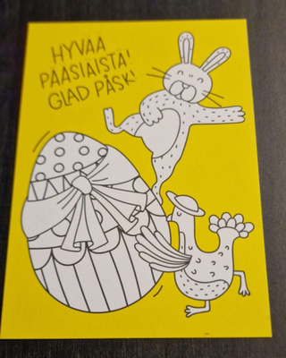 HYVÄÄ PÄÄSIÄISTÄ! GLAD PÅSK! pääsiäiskortti, VÄRITYSKORTTI