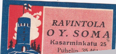 Ravintola Oy. Soma , Kasarminkatu 25  b576