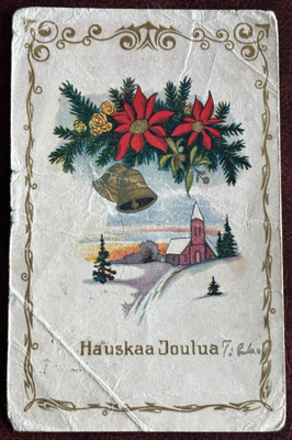 Joulu, kirkko ja havuasetelma, kulkenut 20-luvulla