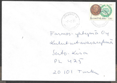 Postilähetys -  Litteraturs. (LAPE 953) Helsinki 12 7.2.1985