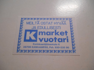 TT Etiketti K-market Vuotari Kankaanpää