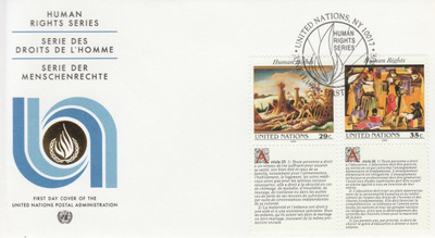 Kirje FDC , YK Human rights series v 1993, UPEA kuori