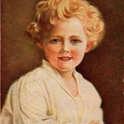 LAPSET / Valkopukuinen lapsi kädet ristissä. 1910-l.