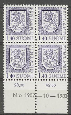 1984 1,40 mk leijona nro-nelilö 1907 ++