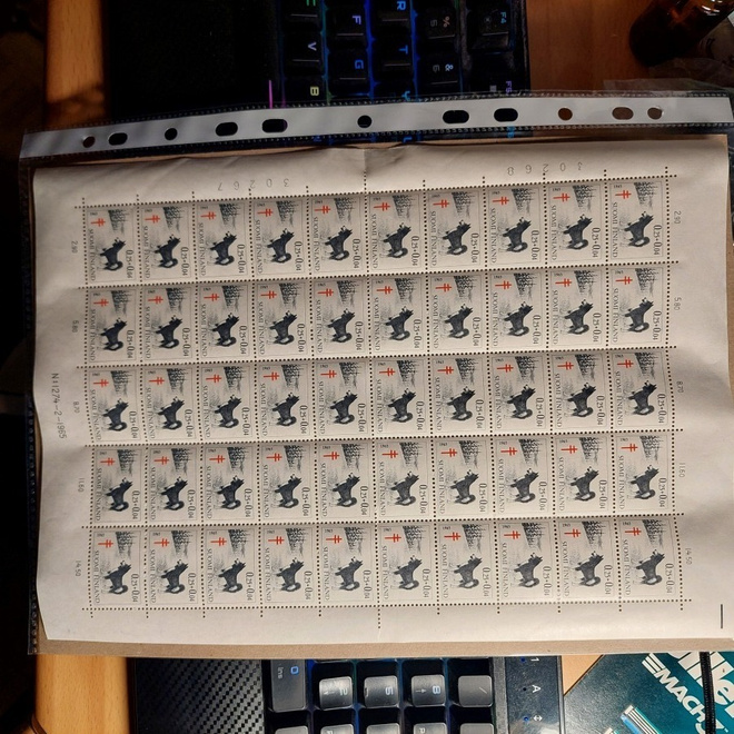 1965 Tuberkuloosi (TUB)  0,25+0,04 mk arkki **