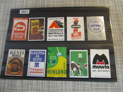 Tulitikkuetikettejä 10 kpl. Mm. Renlund 12231