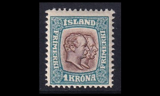 Islanti 60 ** Kaksi kuningasta 1 Kr (1907)