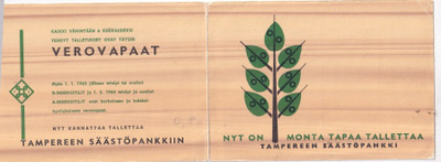 Tampere, Tampereen Säästöpankki ,taittokortti , b604
