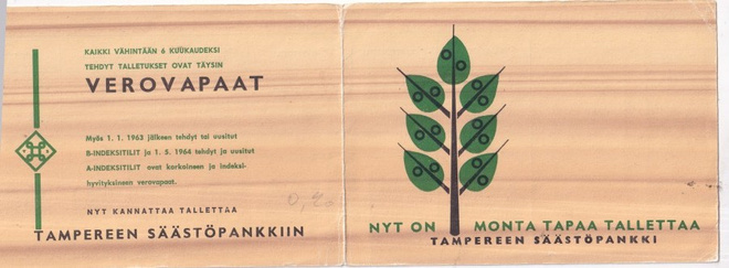 Tampere, Tampereen Säästöpankki ,taittokortti , b604