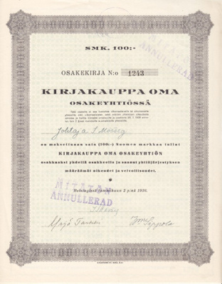 OKK 1936 Oma (Opettajain) Kirjakauppa Oy, Helsinki