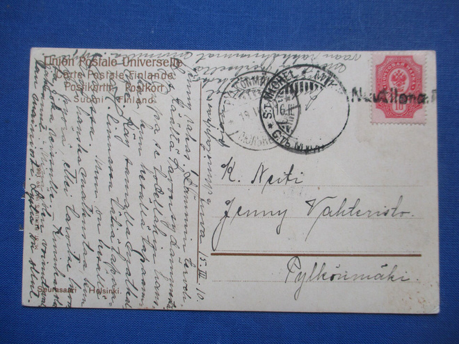 1910 Nuutilanmäki (Juva) rivil + Mikkeli kortilla