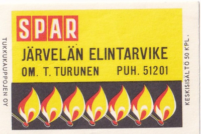 Järvelä. Järvelän elintarvike . om. T. Turunen, SPAR  b424