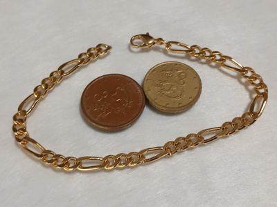 21k kullattu Kanadalainen Solid Figaro Link Chain rannekoru