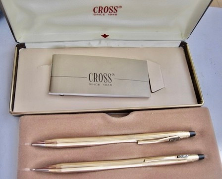 VANHA Kynäsetti Cross 1/20 10Kt Rolled Gold Irlanti UPEA