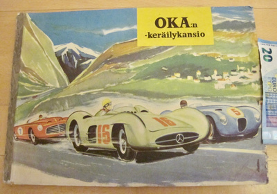 VANHA Keräilykansio OKA Kahvikortit Autot 57 Kuvaa