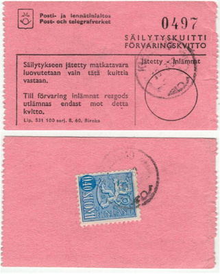 1967 M63 40p sininen postiautoaseman säilytyskuitilla