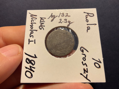 Puola 10 Groszy, Nicholas I 1840 Ag.192 2.9g