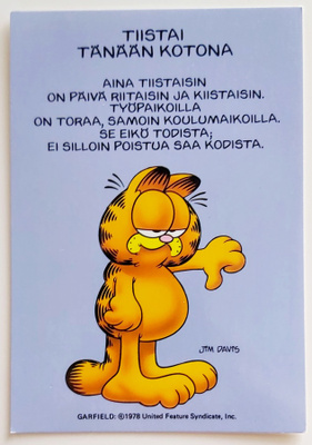 Karvinen "Tiistai-tänään kotona"-KULKEMATON POSTIKORTTI