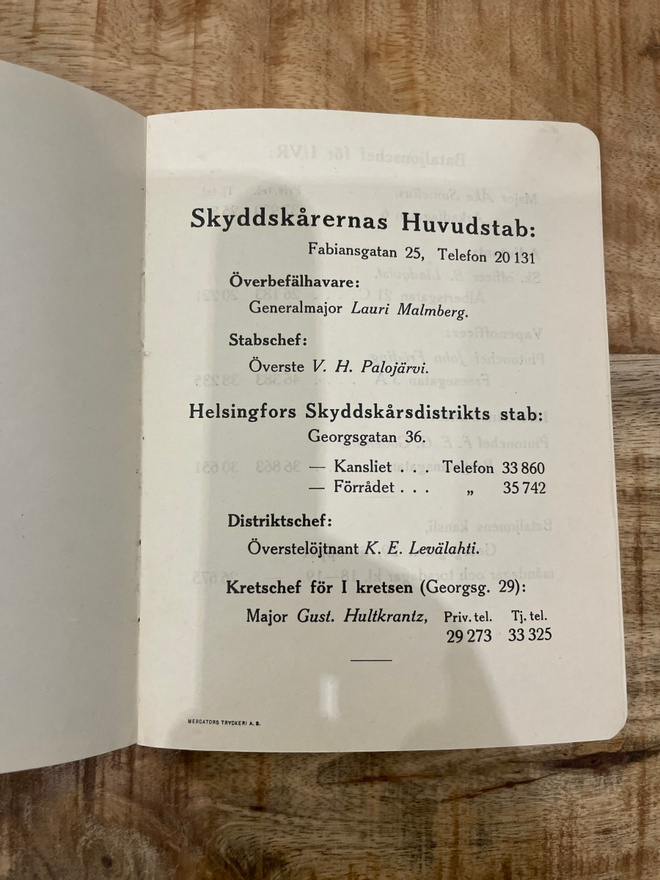 Helsingin Suojeluskunnan puhelinluettelo