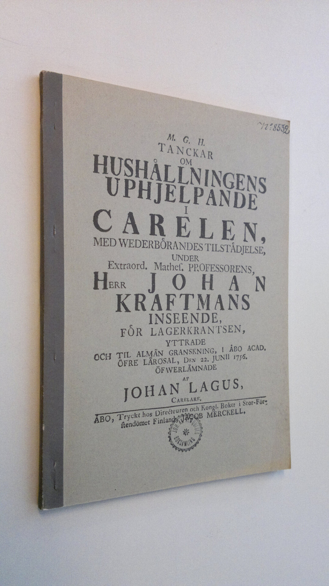 Johan Lagus : Ajatuksia talouselämän kohentamiseksi Karja...