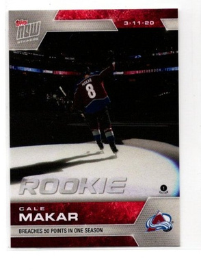 Cale Makar 19-20 Topps Now sticker #207 RC