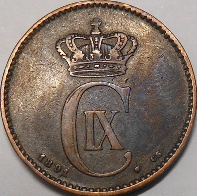 Denmark. 2 öre 1891(h) CS